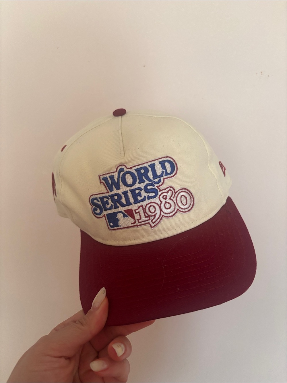 World Series 1980 Baseball Cap - Cream & Maroon